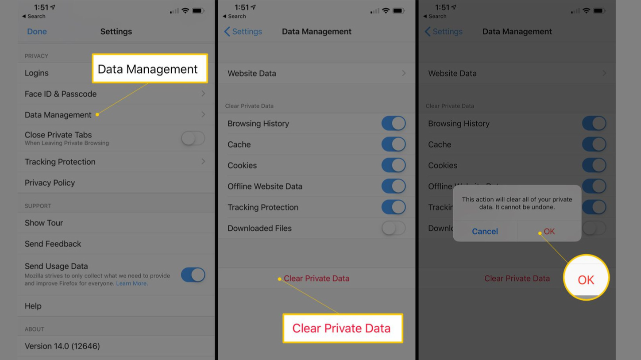 Clear Cache on iPhone for Firefox